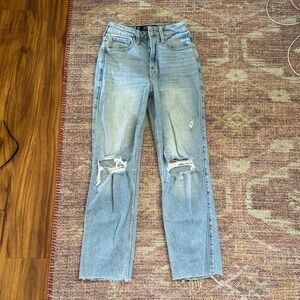 Hollister Light Blue Distressed Straight Leg Jeans